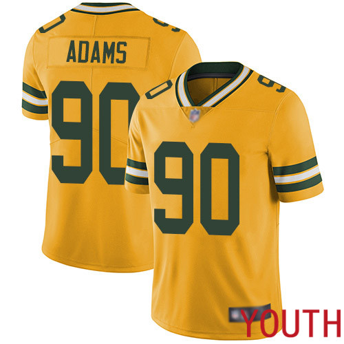 Green Bay Packers Limited Gold Youth #90 Adams Montravius Jersey Nike NFL Rush Vapor Untouchable->green bay packers->NFL Jersey